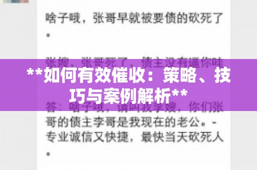 **如何有效催收：策略、技巧与案例解析**